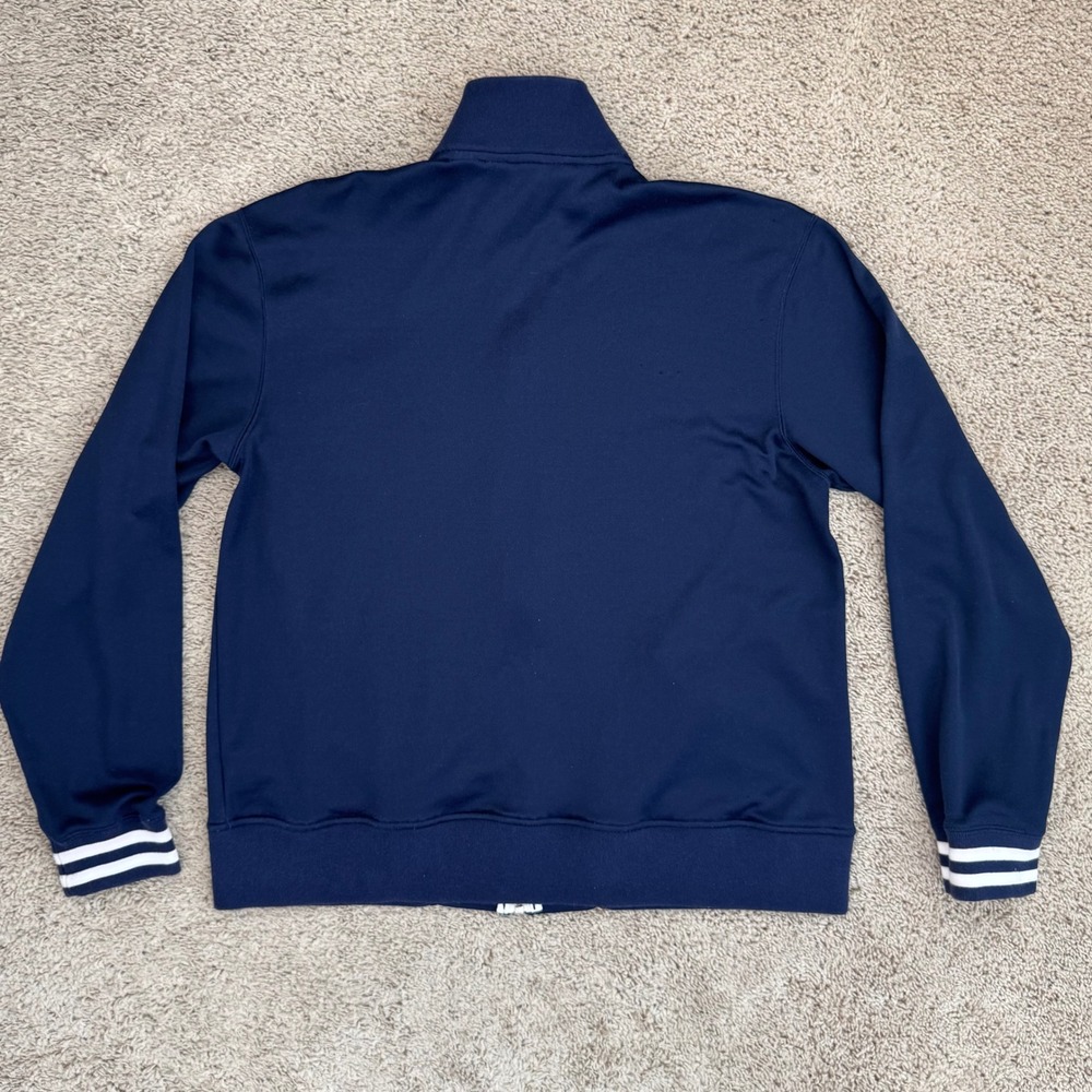 Eddie Bauer Track Jacket Mens L Full‎ Zip Navy Blue White Stripe Lightweight Top - Picture 2 of 10